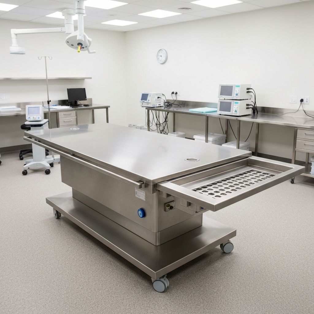 Mesa de Autopsia de Acero Inoxidable con Sistema de Drenaje